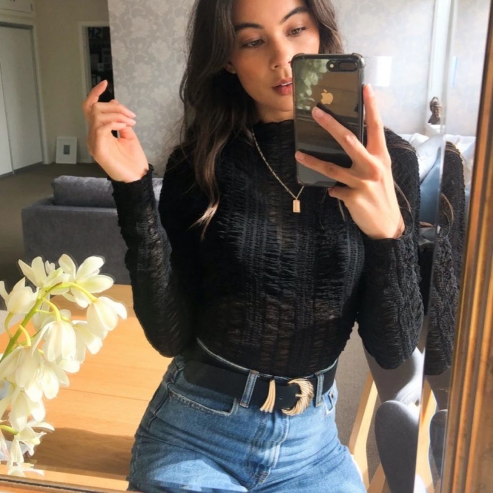 Glassons Long Sleeve Sheer Mesh Top